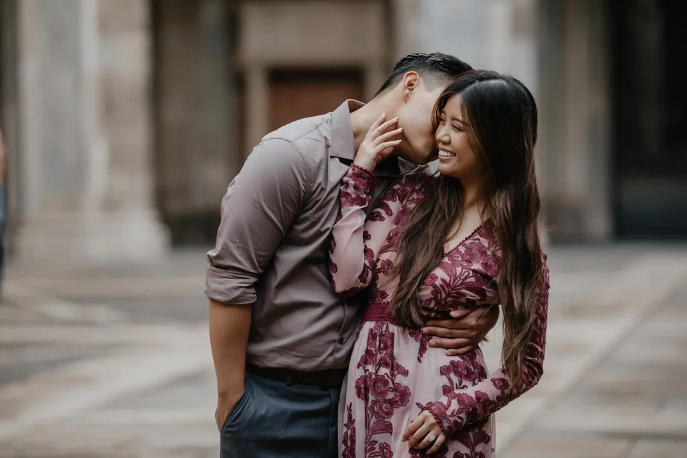 Love Story photoshoot in Galleria Vittorio Emanuele II Milan for US couple