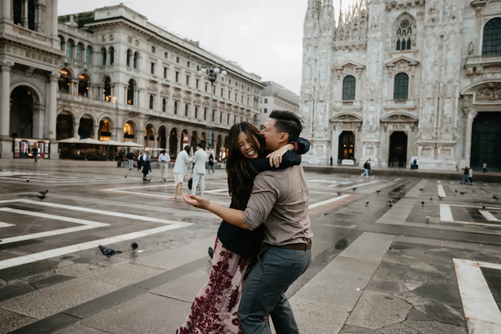 Love story photoshoot in Milan near Duomo