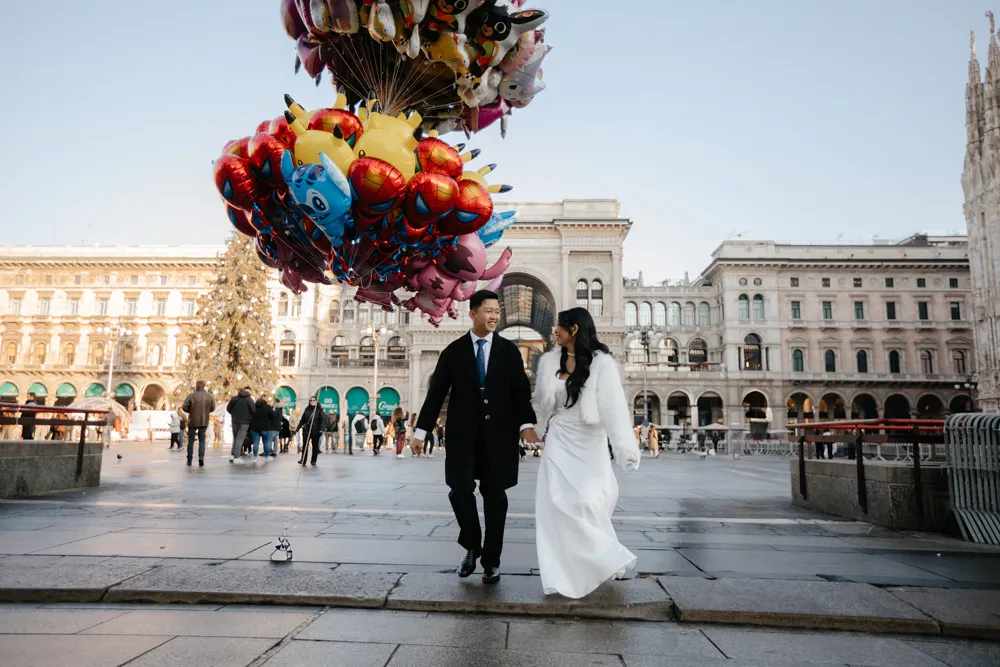 Milan street photoshoot couple