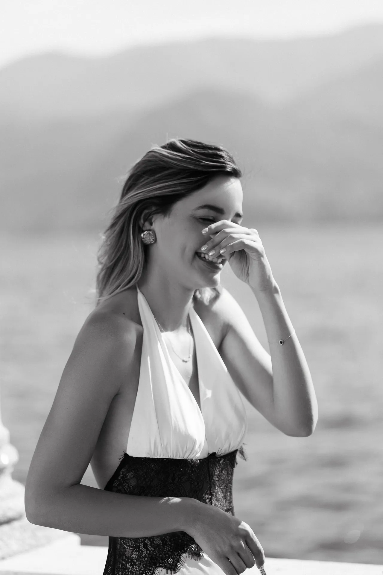 Black and white bride reaction after Villa Monastero proposal