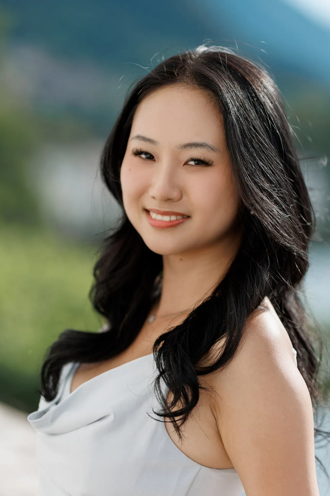 Bride-to-be portrait during engagement session at Villa Melzi in Bellagio