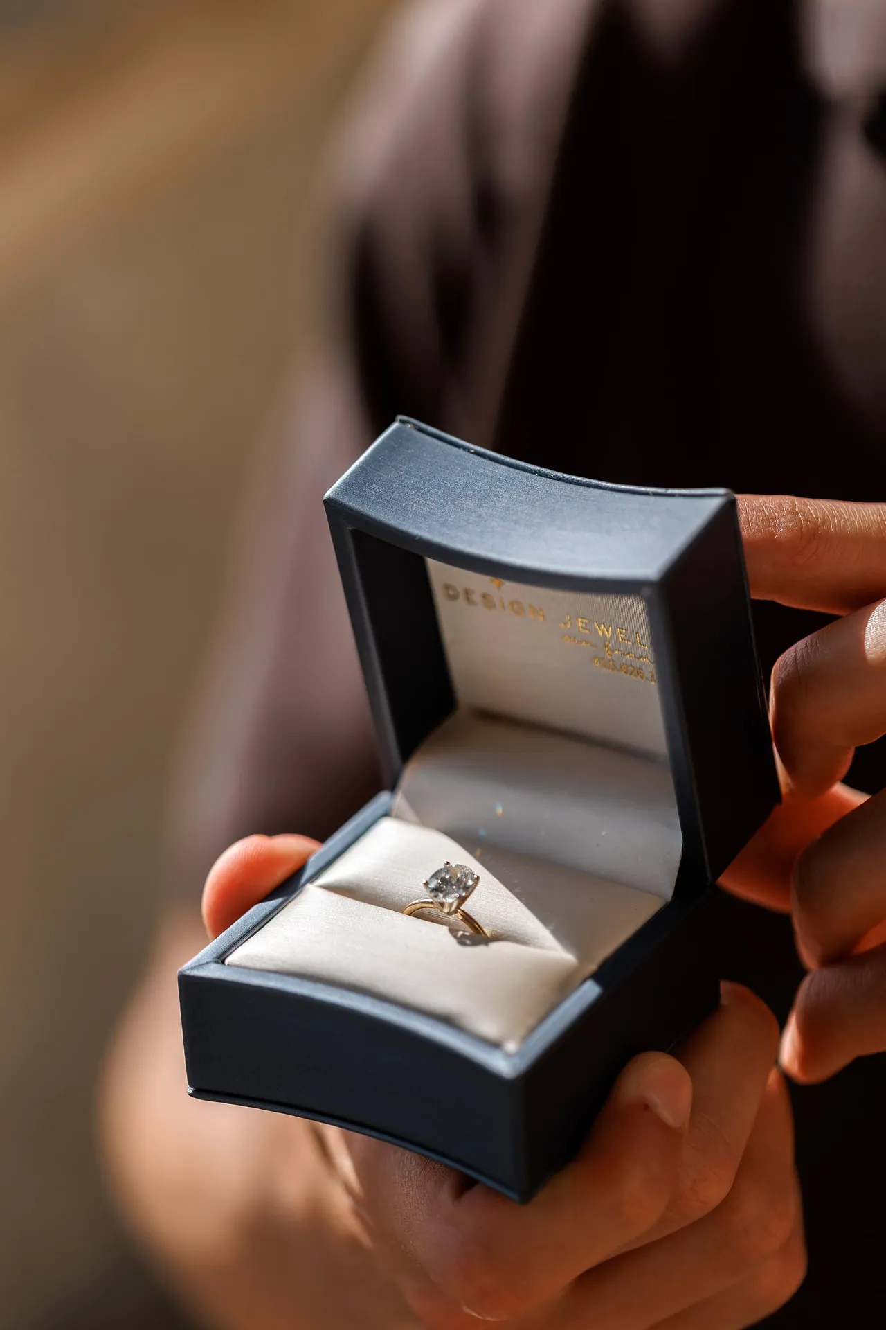 Engagement ring box before Villa Monastero proposal