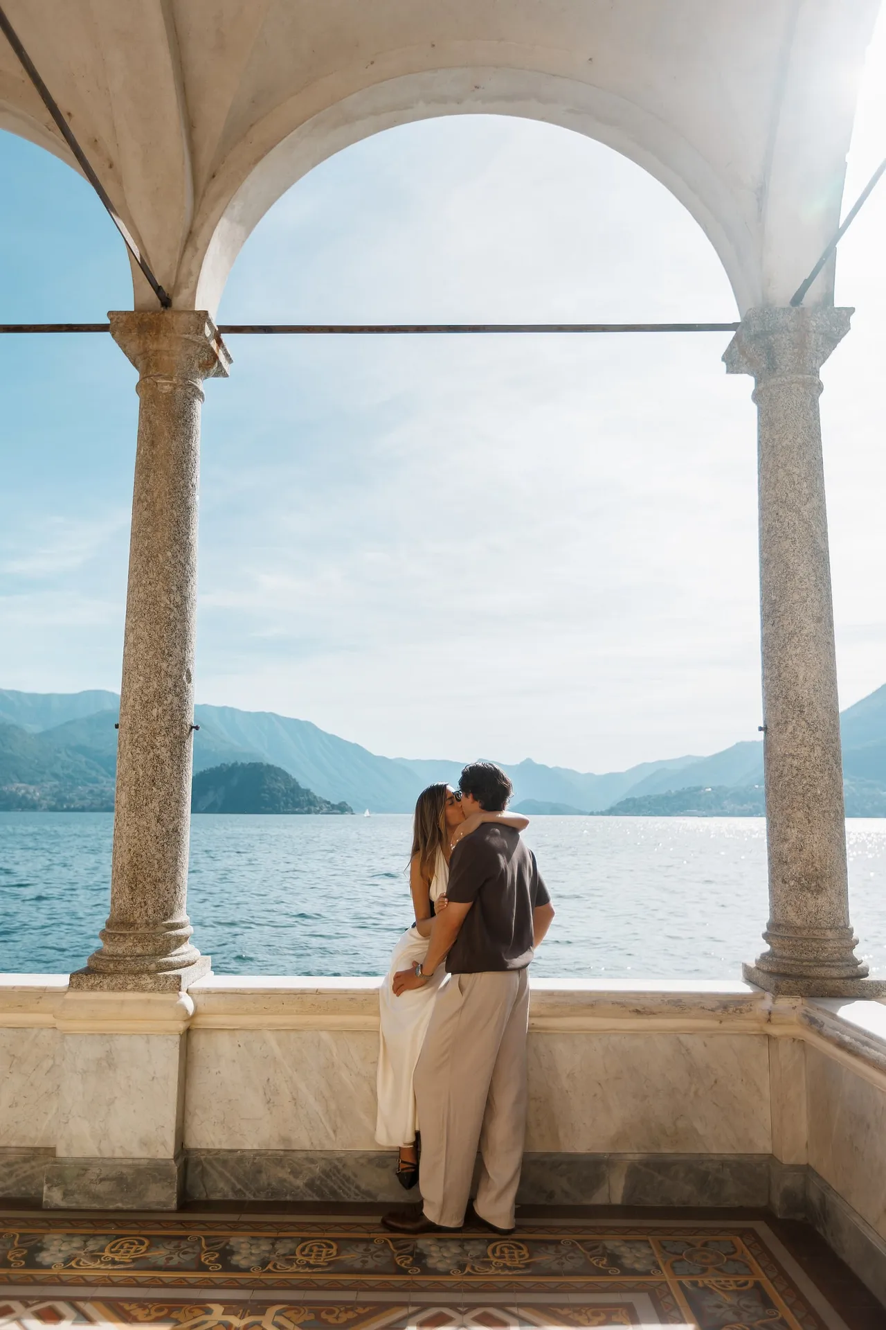 Romantic proposal at Villa Monastero loggia on Lake Como