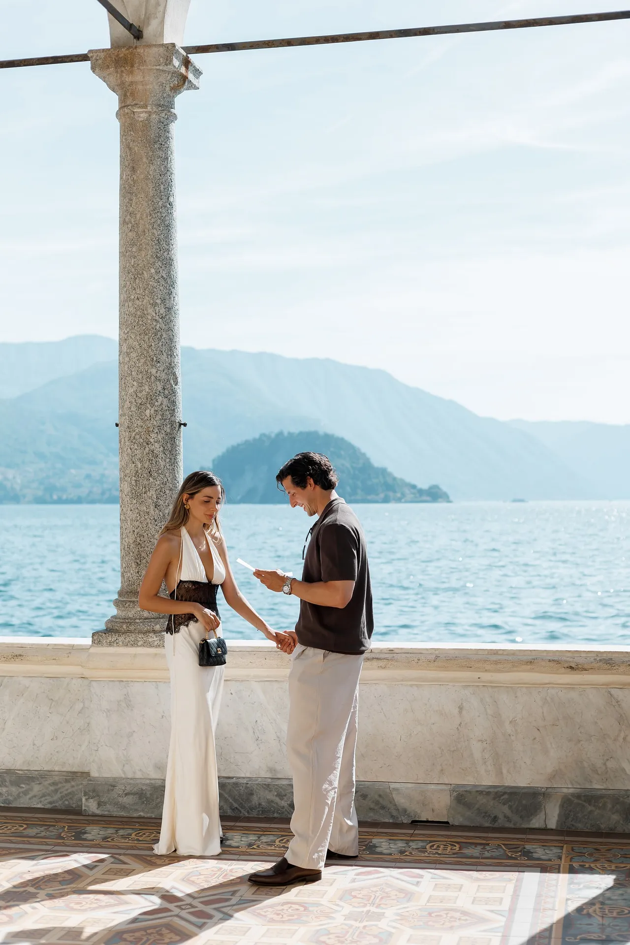 Lake Como proposal photographer planning the moment at Villa Monastero