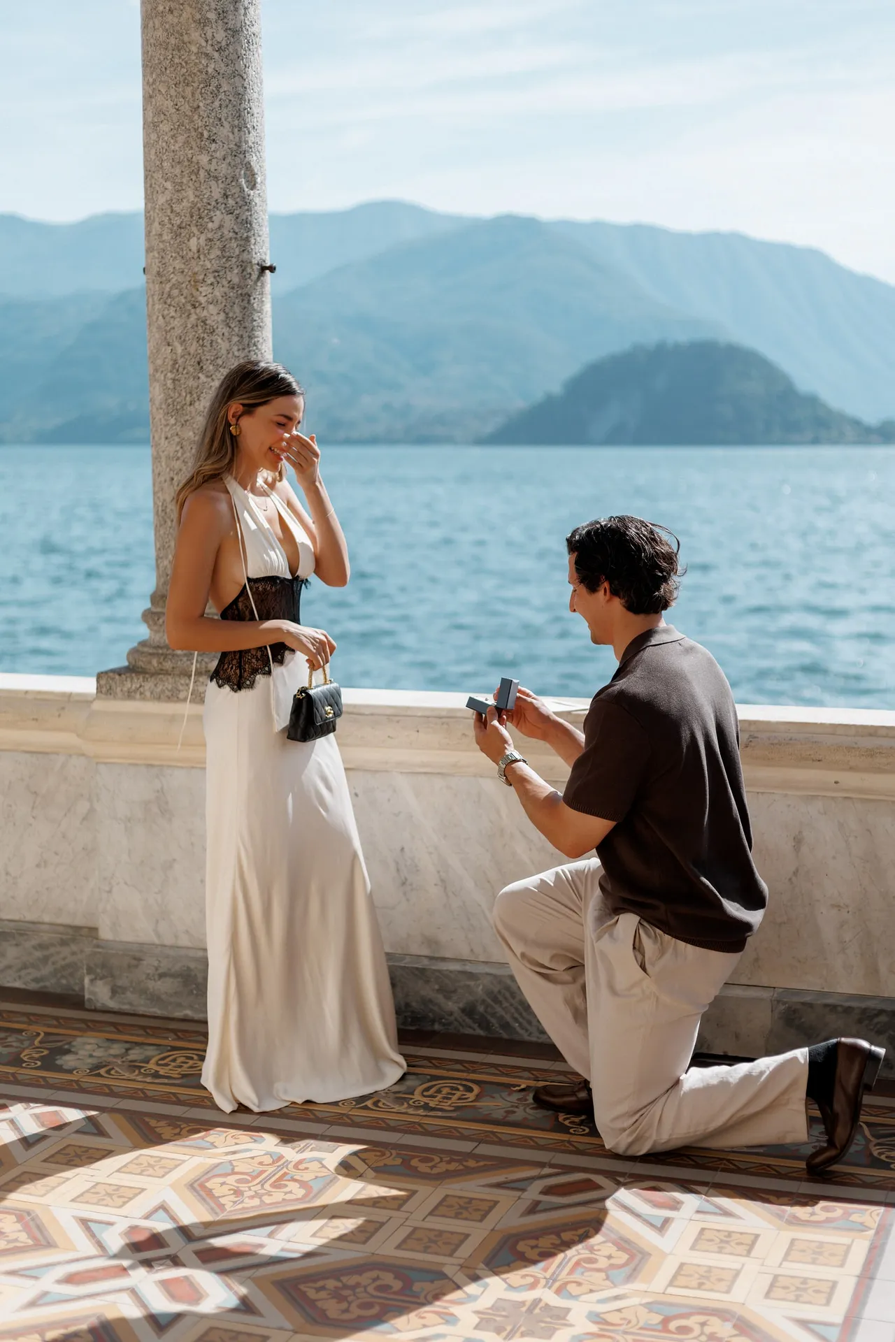 Surprise proposal at Villa Monastero on Lake Como